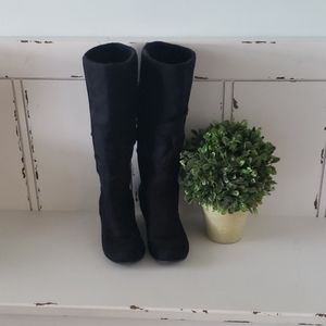 Wedge high velvet boots